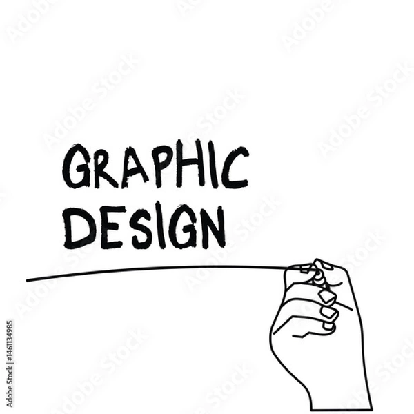 Fototapeta  hand holding a pointer with graphic design text