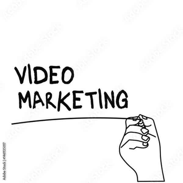 Fototapeta  hand holding a pointer with video marketing text