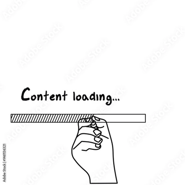 Fototapeta vector illustration of a line icon of a content loading concept