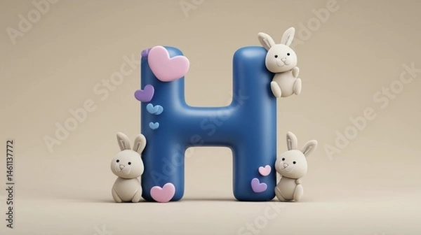 Fototapeta Letter H for Hamster – Alphabet for Kids, Educational Learning Poster