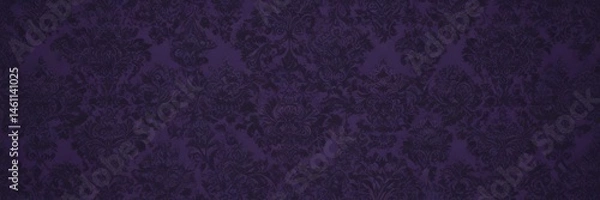 Obraz Intricate black damask on deep purple, seamless pattern , wall covering, wallpaper