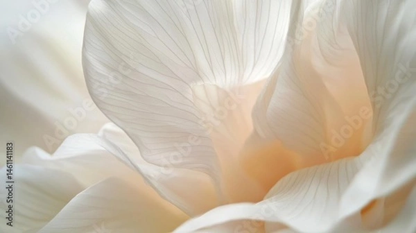 Fototapeta Close-up of a white flower petal. the petal is in focus, while the background is blurred, creating a soft and dreamy effect.