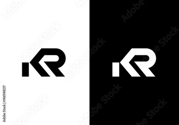 Obraz KR, RK initial letters monogram logo
