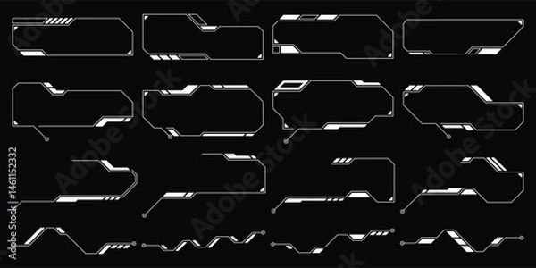 Obraz Sci-fi futuristic hud dashboard display virtual reality technology screen. User Interface set. Statistics, Data information infographic. Vector graphic. Editable stroke