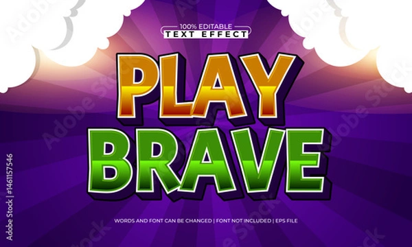 Fototapeta play brave editable text effect with a play and gamer text style