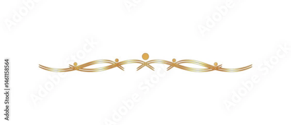 Obraz Classic, Elegant, and Glossy Bronze Text Divider – Isolated on White.