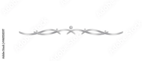 Obraz Classic, Elegant, and Glossy Silver Text Divider – Isolated on White.