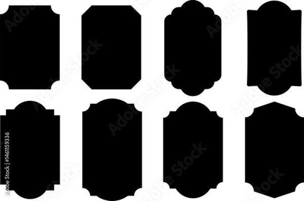 Fototapeta Vintage frames elegant luxury retro label badge silhouette shapes, vector sale or packaging tag or sticker shape clip art set