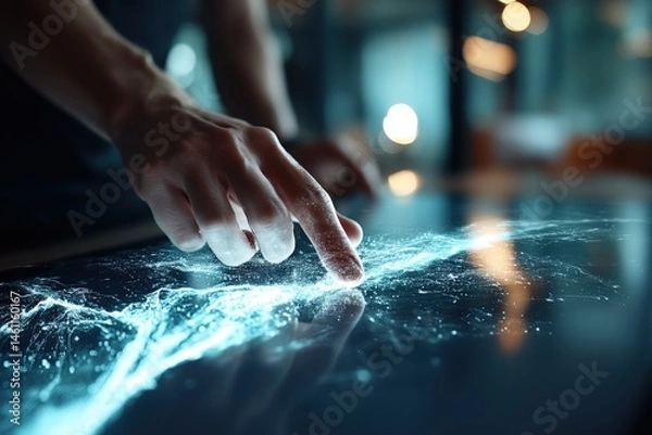 Obraz Interactive touch technology with glowing visuals.