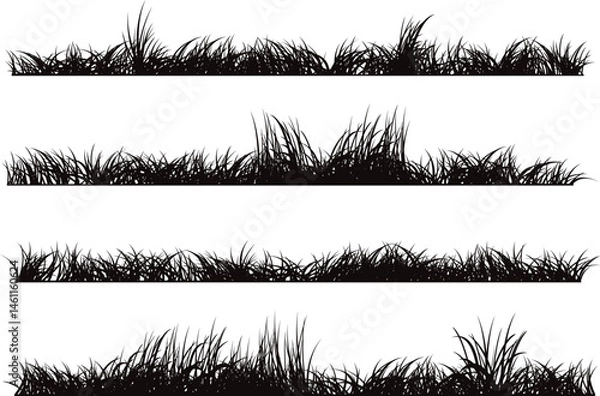 Obraz grass lanscape isolated silhouettes set collection