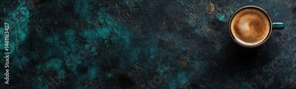 Fototapeta Dark Teal Surface with Coffee Cup