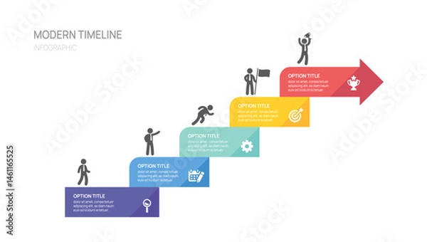 Fototapeta Business road map timeline infographic steps to success growth. with icons and graphic elements. Vector illustration