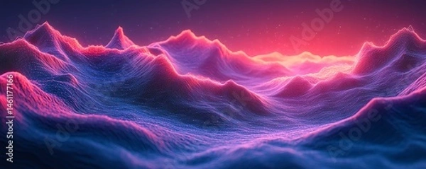 Fototapeta Explore dynamic 3D landscapes uniquely shaped by AI algorithms, showcasing the power of technology in digital art.