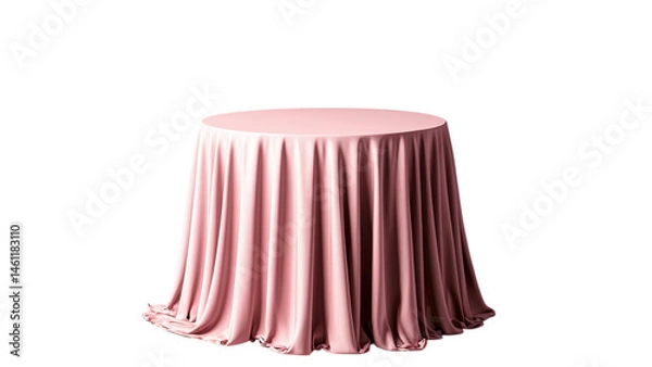 Fototapeta Png of Elegant round table draped with soft pink fabric, perfect for celebrations or floral arrangements.