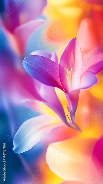 Fototapeta Close up of vibrant colorful petals in bloom for nature art and decoration