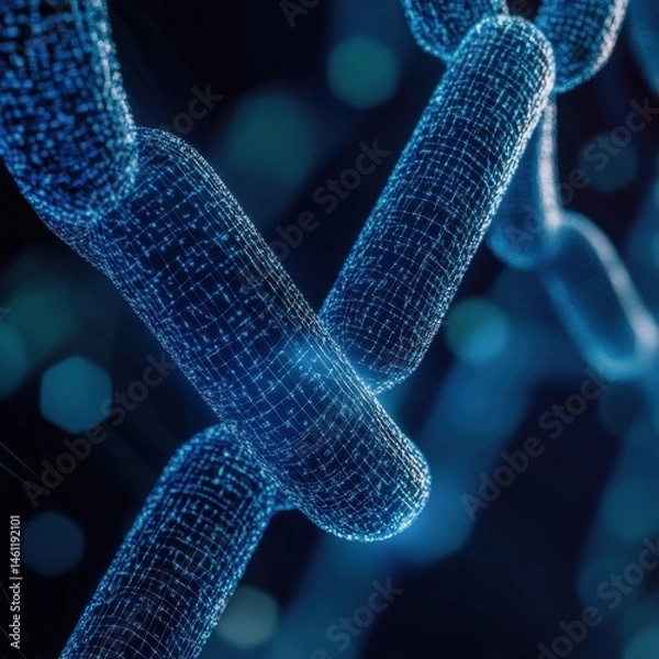 Obraz Diagonal chain, a blockchain concept, gray closeup 