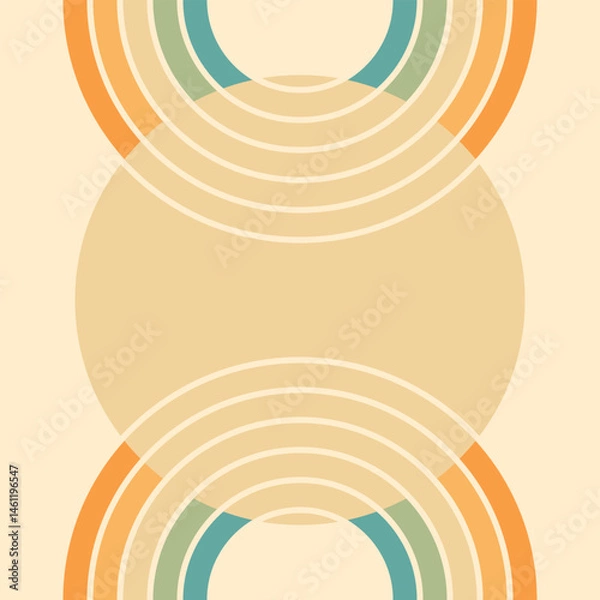 Obraz Abstract background of rainbow groovy Wavy Line design in 1970s Hippie Retro style. Vector pattern ready to use for cloth, textile, wrap and other.
