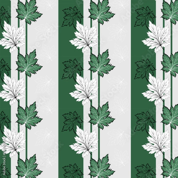 Fototapeta Stylized autumn leaves in a pattern.Vector seamless pattern with maple leaves on a colored background.