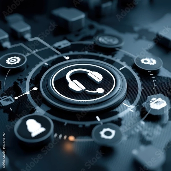 Obraz technical support and customer service concept. 