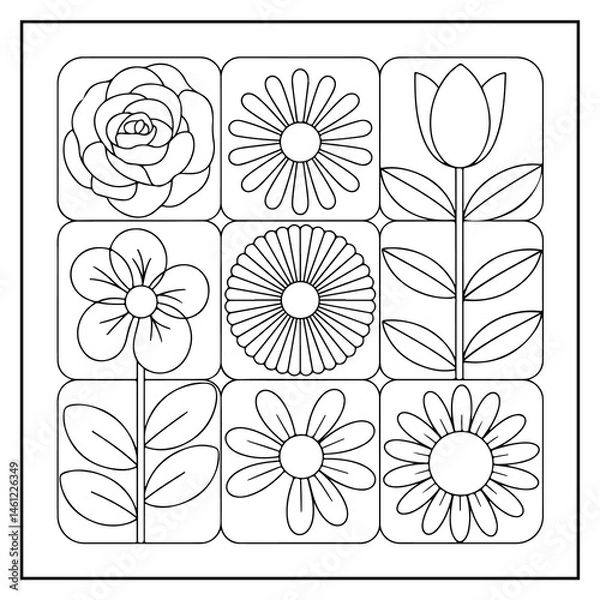 Fototapeta Comfy Patterns Bold and Easy Coloring Book for Kids and Adults