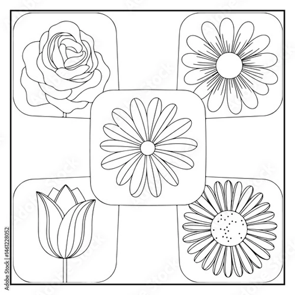 Fototapeta Comfy Patterns Bold and Easy Coloring Book for Kids and Adults