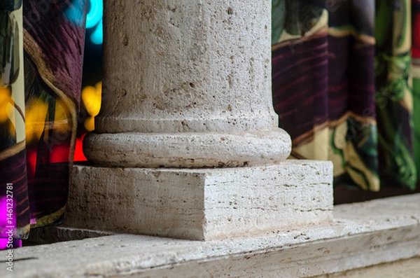 Fototapeta details Chiostro del Bramante, open courtyard on two levels with elegant arches and refined architectural details. the white marbles, accentuating the magnificence of this Renaissance masterpiece.