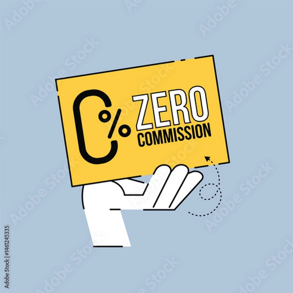 Obraz Zero percent commission banner. Special offer badge with zero commission for promotion. Vector illustration