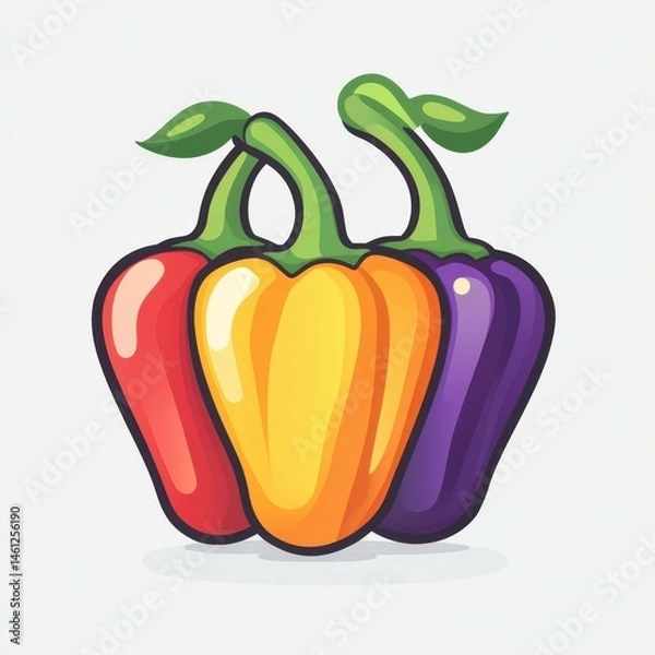 Fototapeta Colorful bell peppers arranged creatively on a clean background showcasing bright and vibrant hues