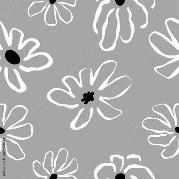 Obraz Hand drawn floral pattern design, seamless abstract floral pattern