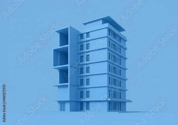 Obraz Minimal Building Model on Blue Background Architecture Concept