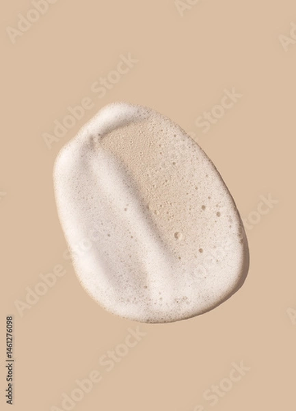 Fototapeta texture foam mousse foam cosmetic smear sample on beige background