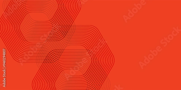 Fototapeta Abstract orange background with glowing geometric lines. Modern shiny yellow hexagon lines pattern. Technology futuristic concept. Suit for poster, banner, brochure, cover, flyer. Vector illustration