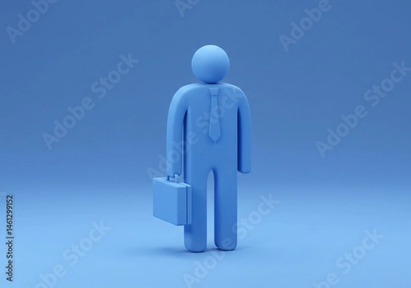 Obraz Icon Man Holding Briefcase Stands Ready for Business