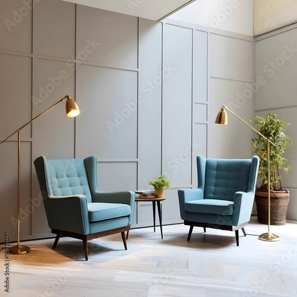 Fototapeta Redefine first impressions with a stylish waiting lounge featuring comfortable seating and contemporary design elements