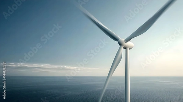 Obraz Ocean View Wind Turbine At Sunrise