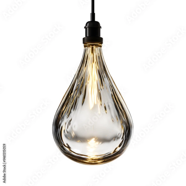 Fototapeta lamp shaped like suspended raindrop, isolated on white background