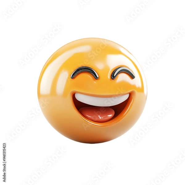Fototapeta Happy Smiling Emoji 3D Render Fun Yellow Orange