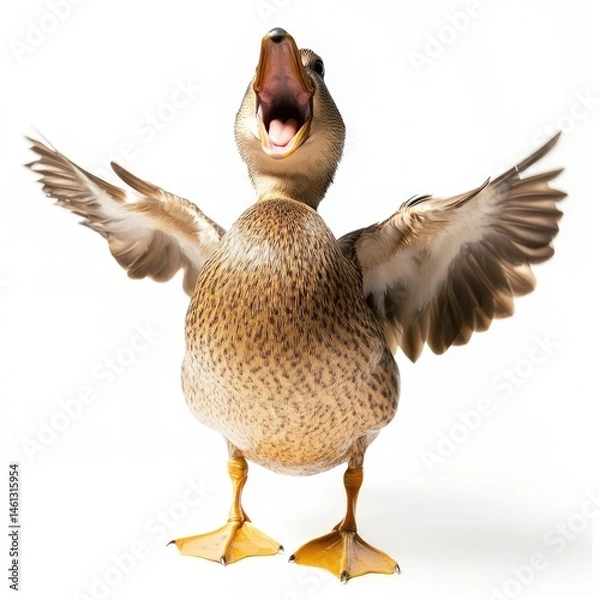Fototapeta Happy duck with open wings