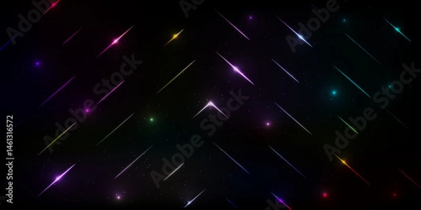 Fototapeta Vibrant streaks of light shoot across a cosmic sky, creating a dreamy and colorful starfield.
