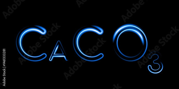 Fototapeta Vector isolated illustration of calcium carbonate formula with neon effect. Chalk structure.