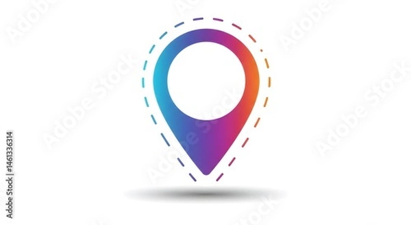 Obraz Gradient Location Pin with Dashed Border