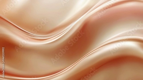 Fototapeta Smooth, flowing,  peachy-tan fabric waves.