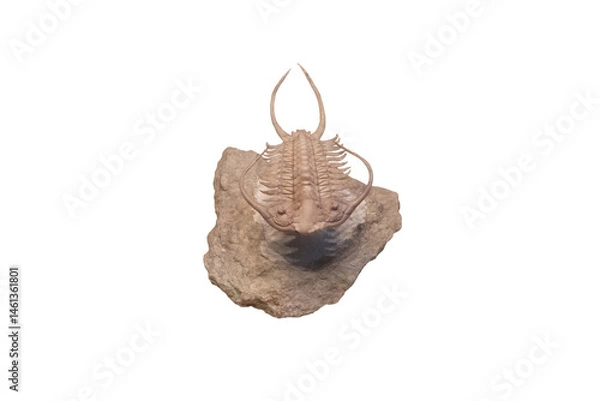 Fototapeta Trilobite fossil isolated on white background. Trilobites are a fossil group of extinct marine arachnomorph arthropods that form the class Trilobita.