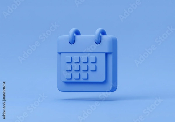 Obraz Calendar Icon in Blue 3D Style Scheduling and Planning