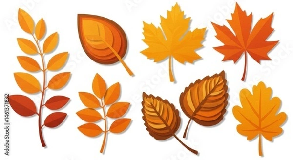 Obraz Colorful autumn leaves in various shapes and shades.