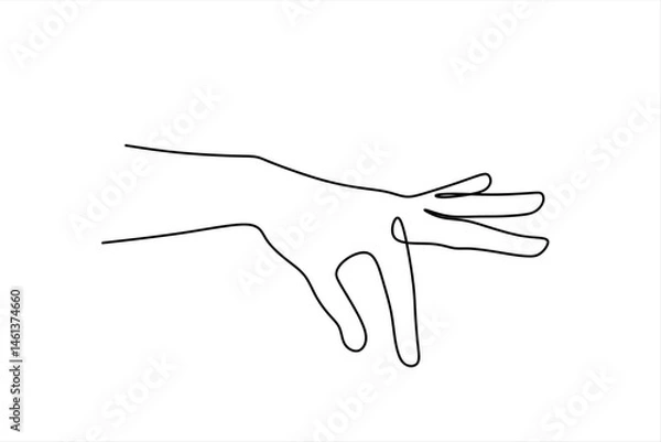 Fototapeta Continuous one line drawing of Hand giving. Trendy line art vector on a white background. Vector illustration. Editable stroke
