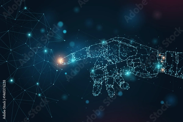 Fototapeta Robot Hand Connecting Digital Network Vector