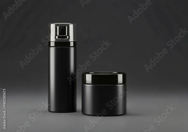 Obraz dark skincare product packaging with empty branding areas