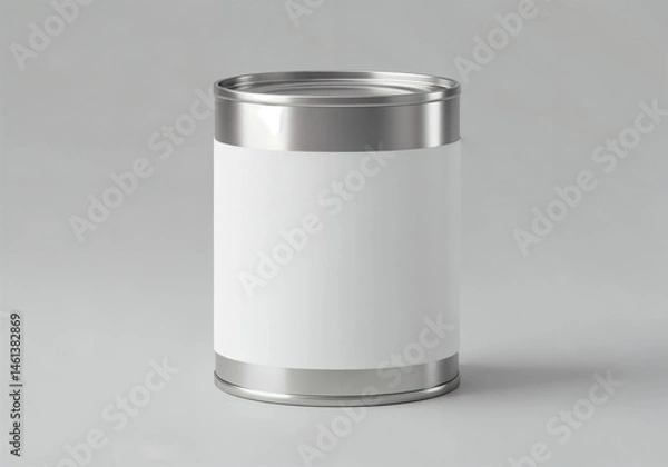 Obraz silver tin can with blank white label