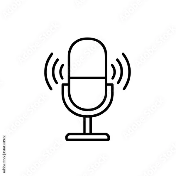 Obraz Recording microphone with sound waves icon